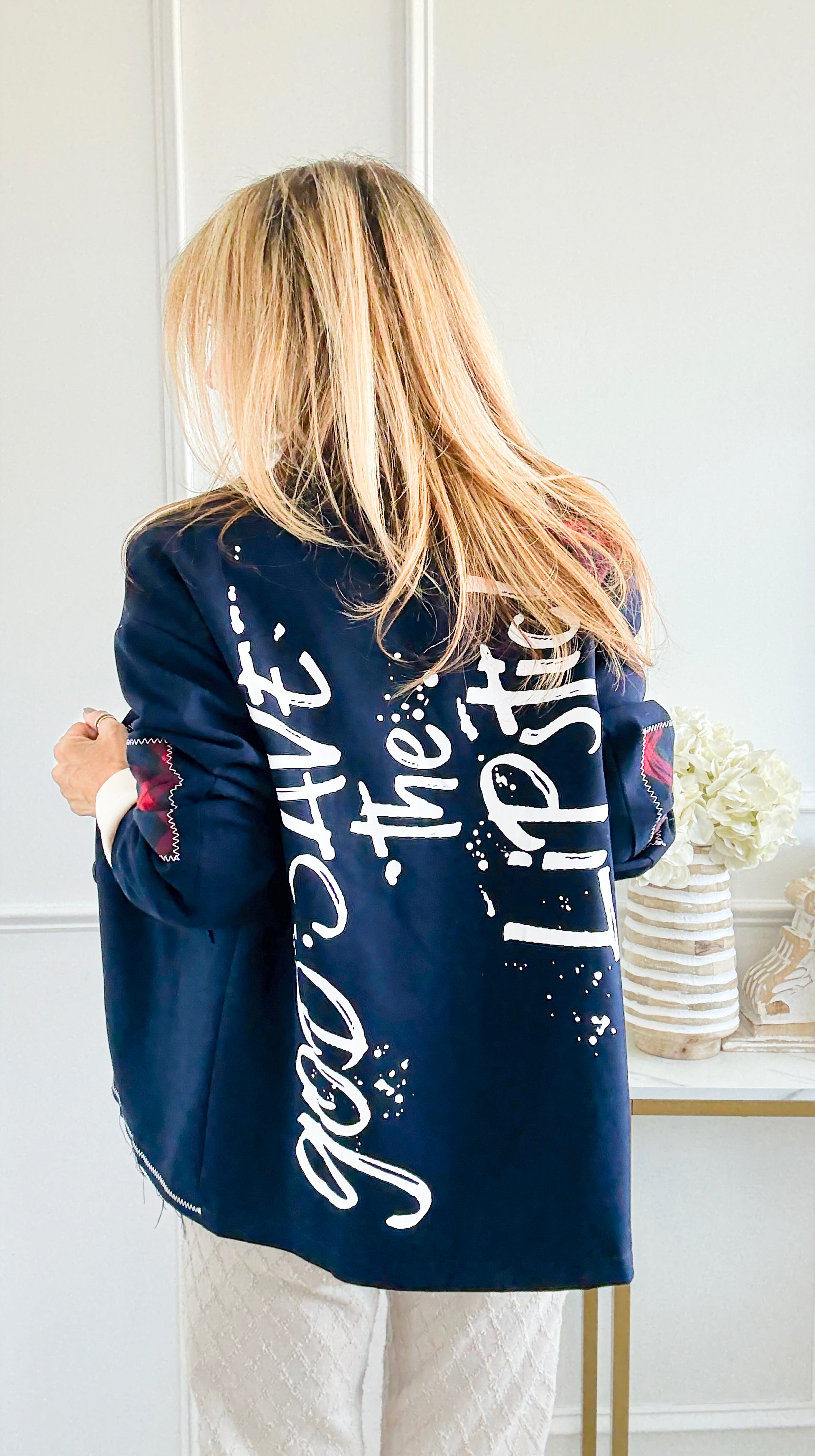 Attitude & Patch Blazer-160 Jackets-DIPINTO DI BLU-Coastal Bloom Boutique, find the trendiest versions of the popular styles and looks Located in Indialantic, FL