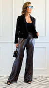 Walk the Line Charcoal Wide Leg Pants-170 Bottoms-GLAM-Coastal Bloom Boutique, find the trendiest versions of the popular styles and looks Located in Indialantic, FL