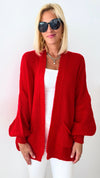 Sugar High Italian Cardigan- Red-150 Cardigans/Layers-Yolly-Coastal Bloom Boutique, find the trendiest versions of the popular styles and looks Located in Indialantic, FL