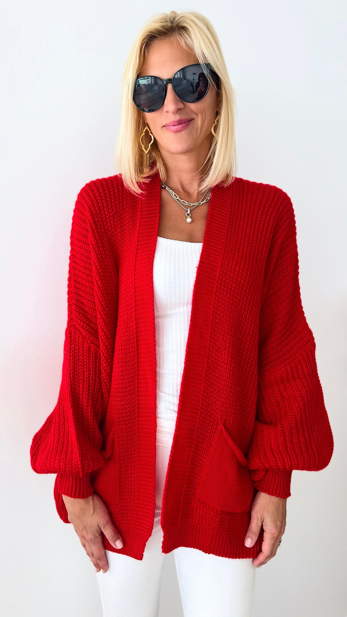 Sugar High Italian Cardigan- Red-150 Cardigans/Layers-Germany-Coastal Bloom Boutique, find the trendiest versions of the popular styles and looks Located in Indialantic, FL