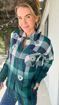 CB Custom - Enchanted Gaze Button Up Top-130 Long Sleeve Tops-mystree / Holly-Coastal Bloom Boutique, find the trendiest versions of the popular styles and looks Located in Indialantic, FL