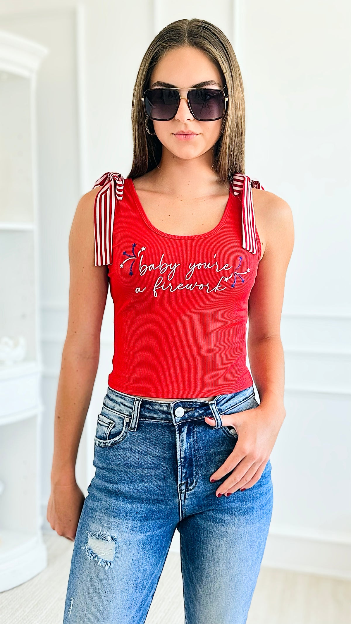 Shoulder Tie Tank Top-100 Sleeveless Tops-Main Strip-Coastal Bloom Boutique, find the trendiest versions of the popular styles and looks Located in Indialantic, FL