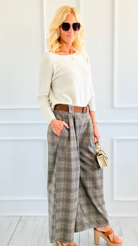 Check Pleated & Belt Italian Pant-100 Pants-AZUL MONACO-Coastal Bloom Boutique, find the trendiest versions of the popular styles and looks Located in Indialantic, FL