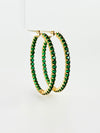 CZ Double Vision Big Hoops Earrings - Green-230 Jewelry-Chasing Bandits-Coastal Bloom Boutique, find the trendiest versions of the popular styles and looks Located in Indialantic, FL