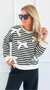Tied & True Striped Top-130 Long Sleeve Tops-JODIFL-Coastal Bloom Boutique, find the trendiest versions of the popular styles and looks Located in Indialantic, FL