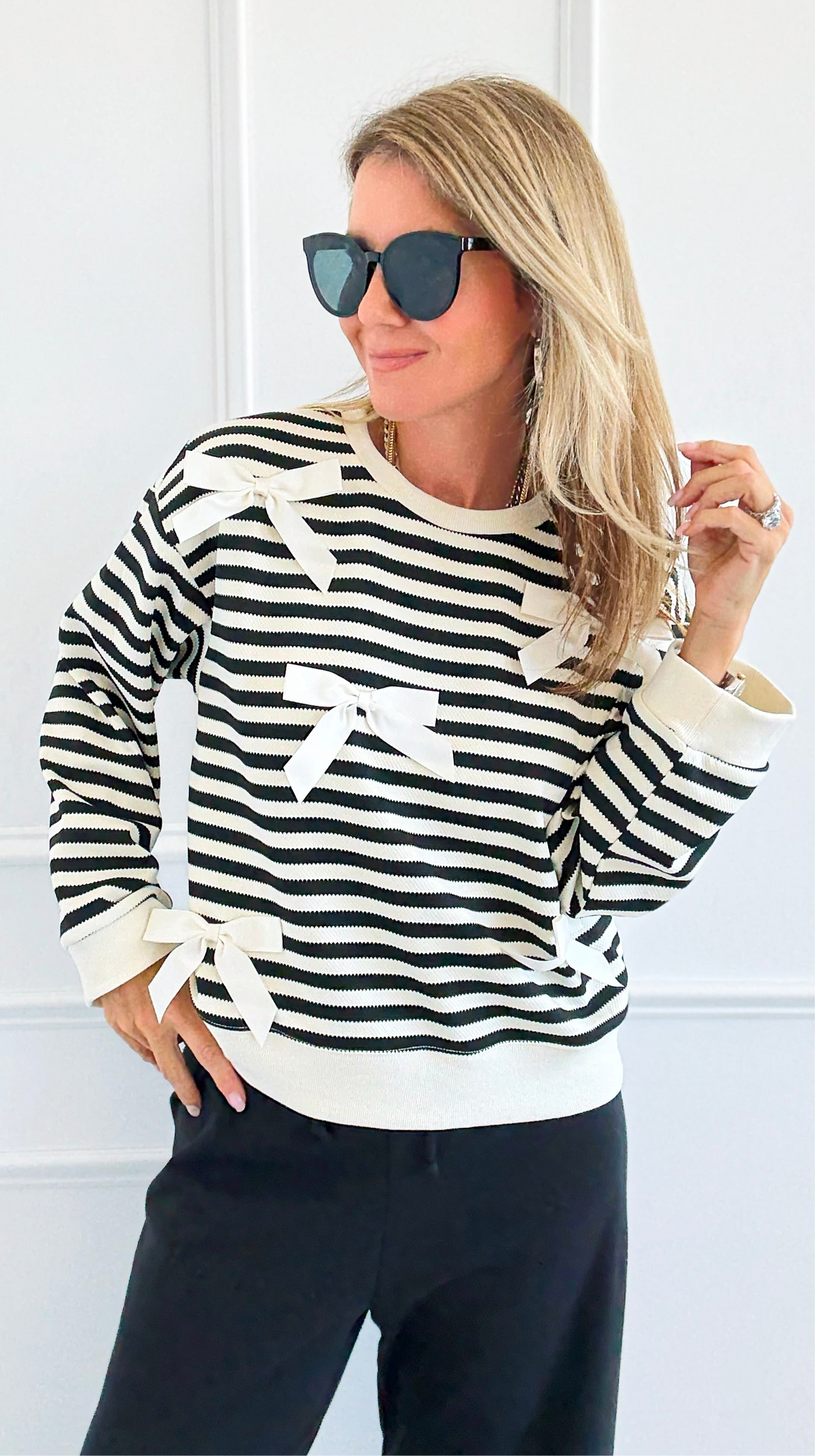 Tied & True Striped Top-130 Long Sleeve Tops-JODIFL-Coastal Bloom Boutique, find the trendiest versions of the popular styles and looks Located in Indialantic, FL
