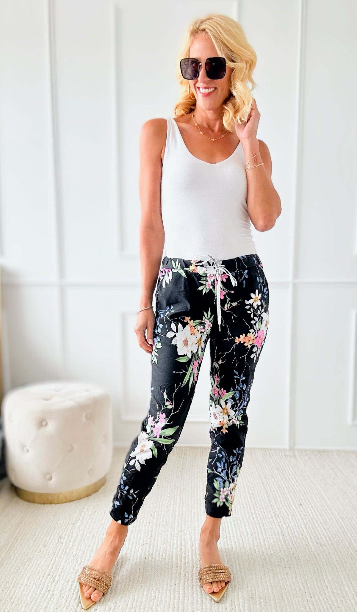 Blooming Beauty Italian Jogger - Black-180 Joggers-Italianissimo-Coastal Bloom Boutique, find the trendiest versions of the popular styles and looks Located in Indialantic, FL