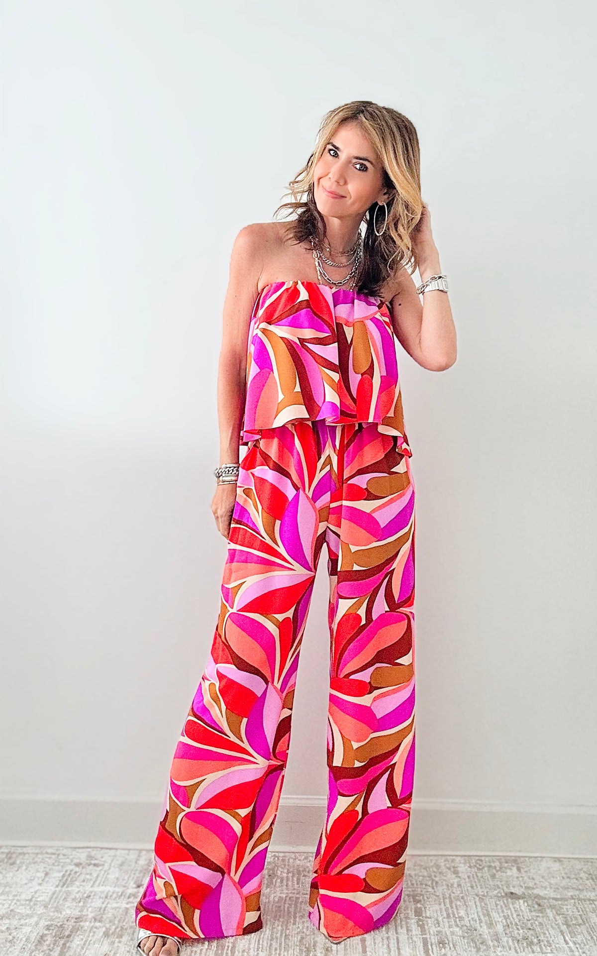 Petals Cascade Strapless Jumpsuit-200 Dresses/Jumpsuits/Rompers-TYCHE-Coastal Bloom Boutique, find the trendiest versions of the popular styles and looks Located in Indialantic, FL