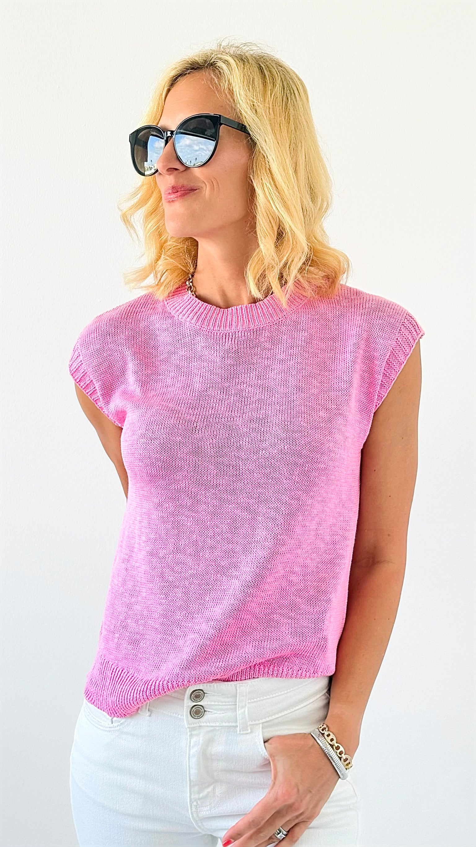 Summertime Bliss Sleeveless Knit Top - Pink-150 Cardigans/Layers-La Miel-Coastal Bloom Boutique, find the trendiest versions of the popular styles and looks Located in Indialantic, FL