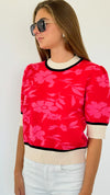 Floral Printed Knit Top-110 Short Sleeve Tops-THML-Coastal Bloom Boutique, find the trendiest versions of the popular styles and looks Located in Indialantic, FL