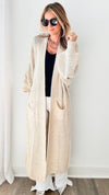 Sugar High Long Italian Cardigan - Ecru-150 Cardigans/Layers-Yolly-Coastal Bloom Boutique, find the trendiest versions of the popular styles and looks Located in Indialantic, FL