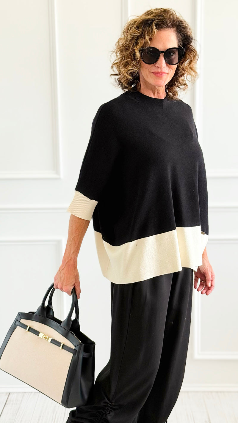 Color-Blocked Poncho Sleeve Sweater-140 Sweaters-Z STUDIO-Coastal Bloom Boutique, find the trendiest versions of the popular styles and looks Located in Indialantic, FL