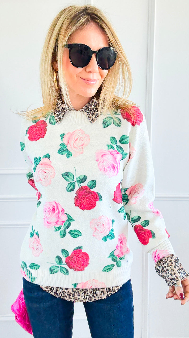 Garden Bloom Crew Neck Sweater-140 Sweaters-Vine & Love-Coastal Bloom Boutique, find the trendiest versions of the popular styles and looks Located in Indialantic, FL