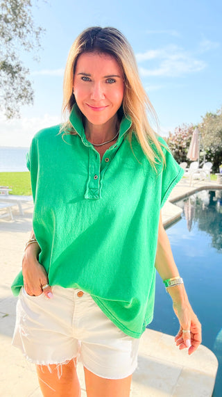 Sunlit Ease Top -  Kelly Green