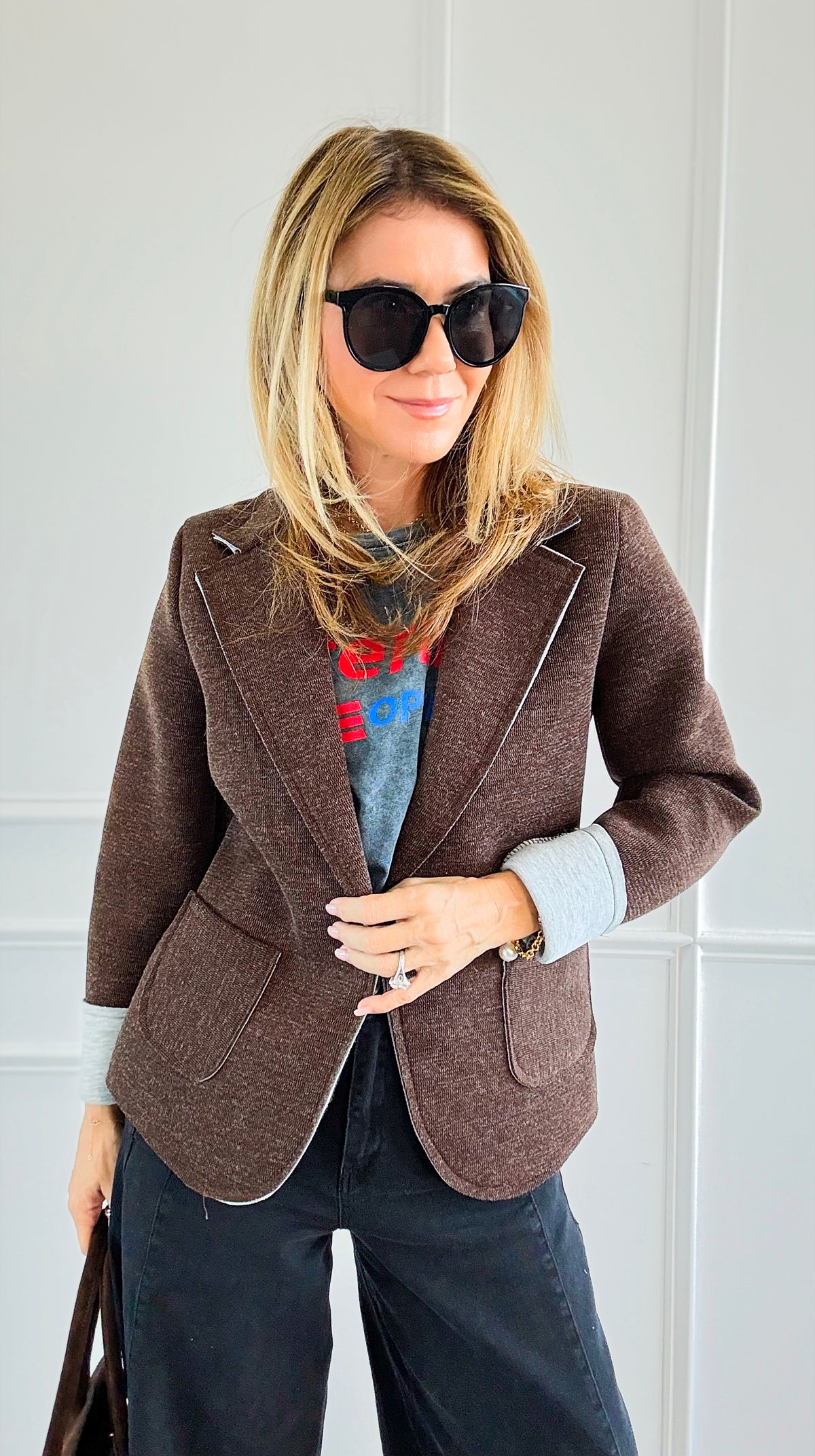 Italian Double Take Blazer-160 Jackets-BONITO SRL-Coastal Bloom Boutique, find the trendiest versions of the popular styles and looks Located in Indialantic, FL