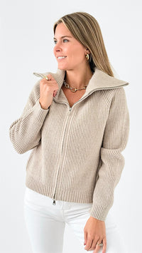 Cozy Luxe Ribbed Zip Cardigan-130 Long sleeve top-YELETE-Coastal Bloom Boutique, find the trendiest versions of the popular styles and looks Located in Indialantic, FL