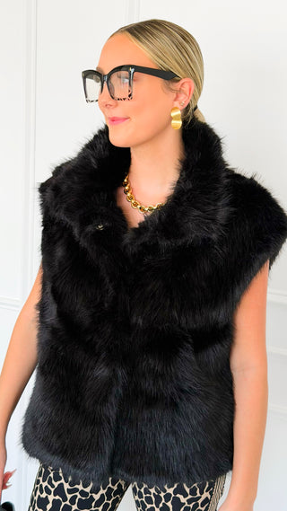 Luxe Plush Layering Vest - Black