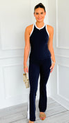 On-Track 2pc Athleisure Set-Navy/White-210 Loungewear/Sets-RAE MODE-Coastal Bloom Boutique, find the trendiest versions of the popular styles and looks Located in Indialantic, FL