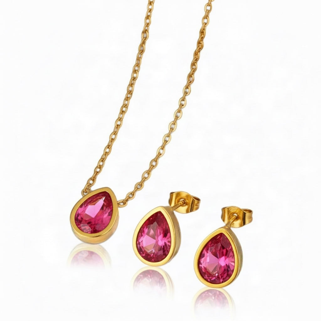 Aqua Muse Teardrop Set - Rose-230 Jewelry-Darling-Coastal Bloom Boutique, find the trendiest versions of the popular styles and looks Located in Indialantic, FL