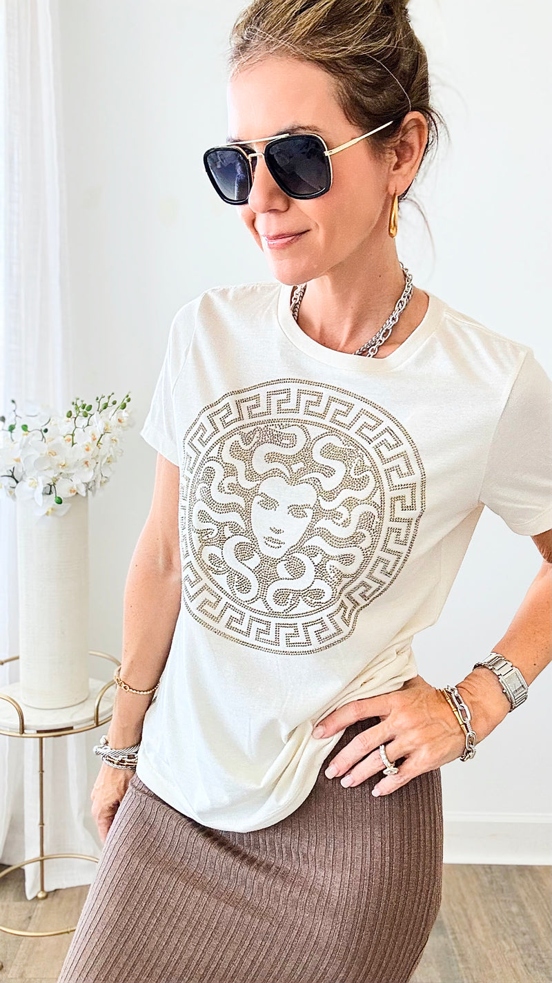 Pre Order - CB Medusa T-Shirt - Ecru-110 Short Sleeve Tops-Holly-Coastal Bloom Boutique, find the trendiest versions of the popular styles and looks Located in Indialantic, FL