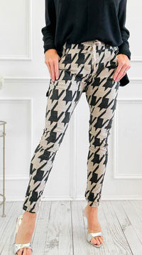 Italian Houndstooth Corduroy Crinkle Joggers-180 Joggers-V6-Coastal Bloom Boutique, find the trendiest versions of the popular styles and looks Located in Indialantic, FL