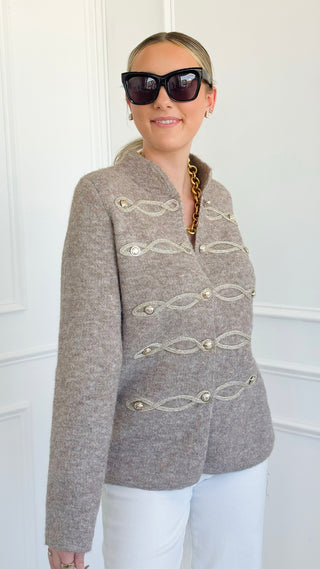 Luxe Link Knit Cardigan- Taupe