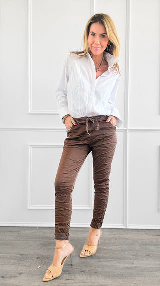 Italian Wish List Jogger - Coffee-180 Joggers-Italianissimo-Coastal Bloom Boutique, find the trendiest versions of the popular styles and looks Located in Indialantic, FL
