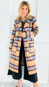 Heritage Check Long Coat-160 Jackets-mystree-Coastal Bloom Boutique, find the trendiest versions of the popular styles and looks Located in Indialantic, FL