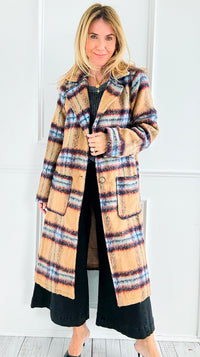 Heritage Check Long Coat-160 Jackets-mystree-Coastal Bloom Boutique, find the trendiest versions of the popular styles and looks Located in Indialantic, FL