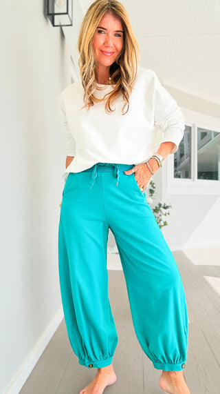 Cancelled Plans Italian Jogger Pant- Teal