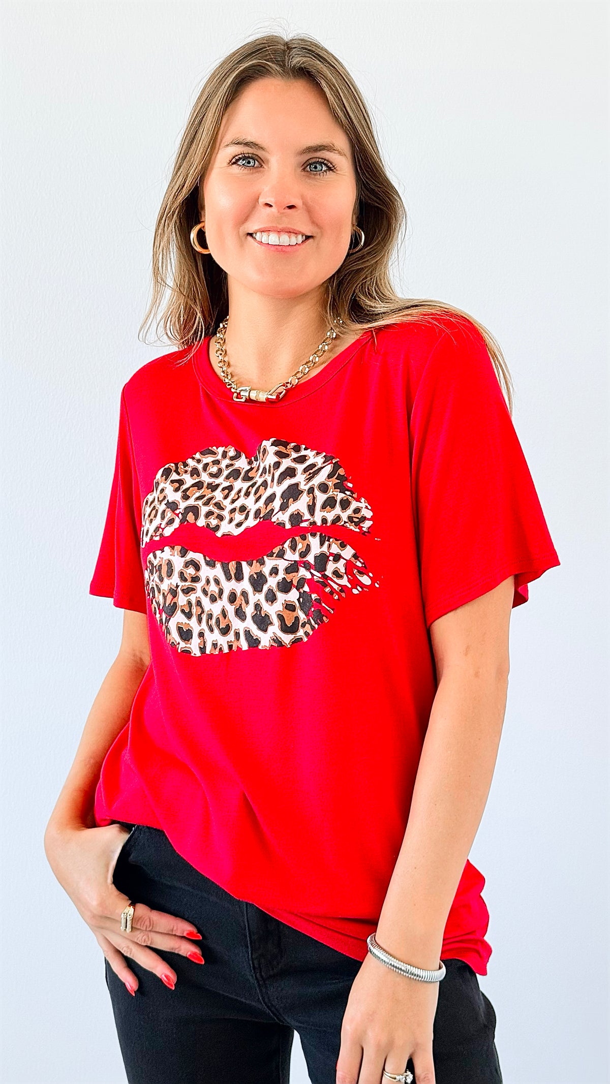 Wild Lips Top-110 Short Sleeve Tops-Heimish-Coastal Bloom Boutique, find the trendiest versions of the popular styles and looks Located in Indialantic, FL