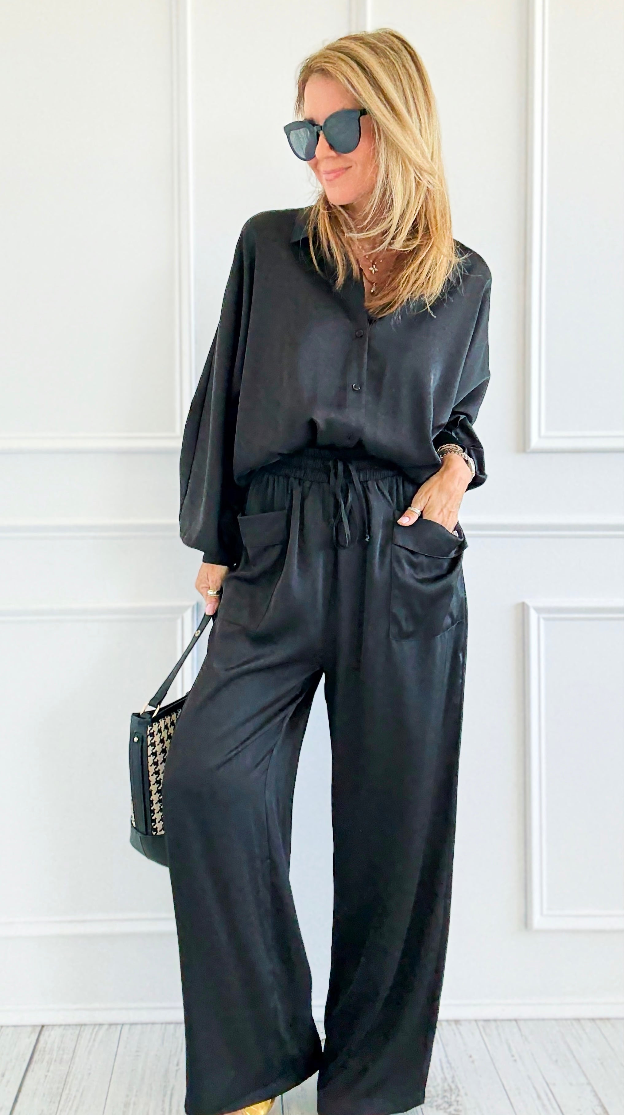 Slow Mornings Set - Black-210 Loungewear/Sets-Jodifl-Coastal Bloom Boutique, find the trendiest versions of the popular styles and looks Located in Indialantic, FL