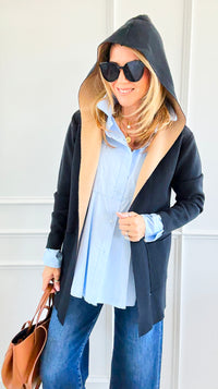 Bonded Color-Blocked Hooded Jacket-160 Jackets-Z STUDIO-Coastal Bloom Boutique, find the trendiest versions of the popular styles and looks Located in Indialantic, FL