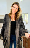 Mirrored Metallic Sugar High Italian Cardigan- Black/ Gold-150 Cardigan Layers-Italianissimo-Coastal Bloom Boutique, find the trendiest versions of the popular styles and looks Located in Indialantic, FL