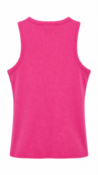 Washed Sleeveless Everyday Tank Top - Bright Pink