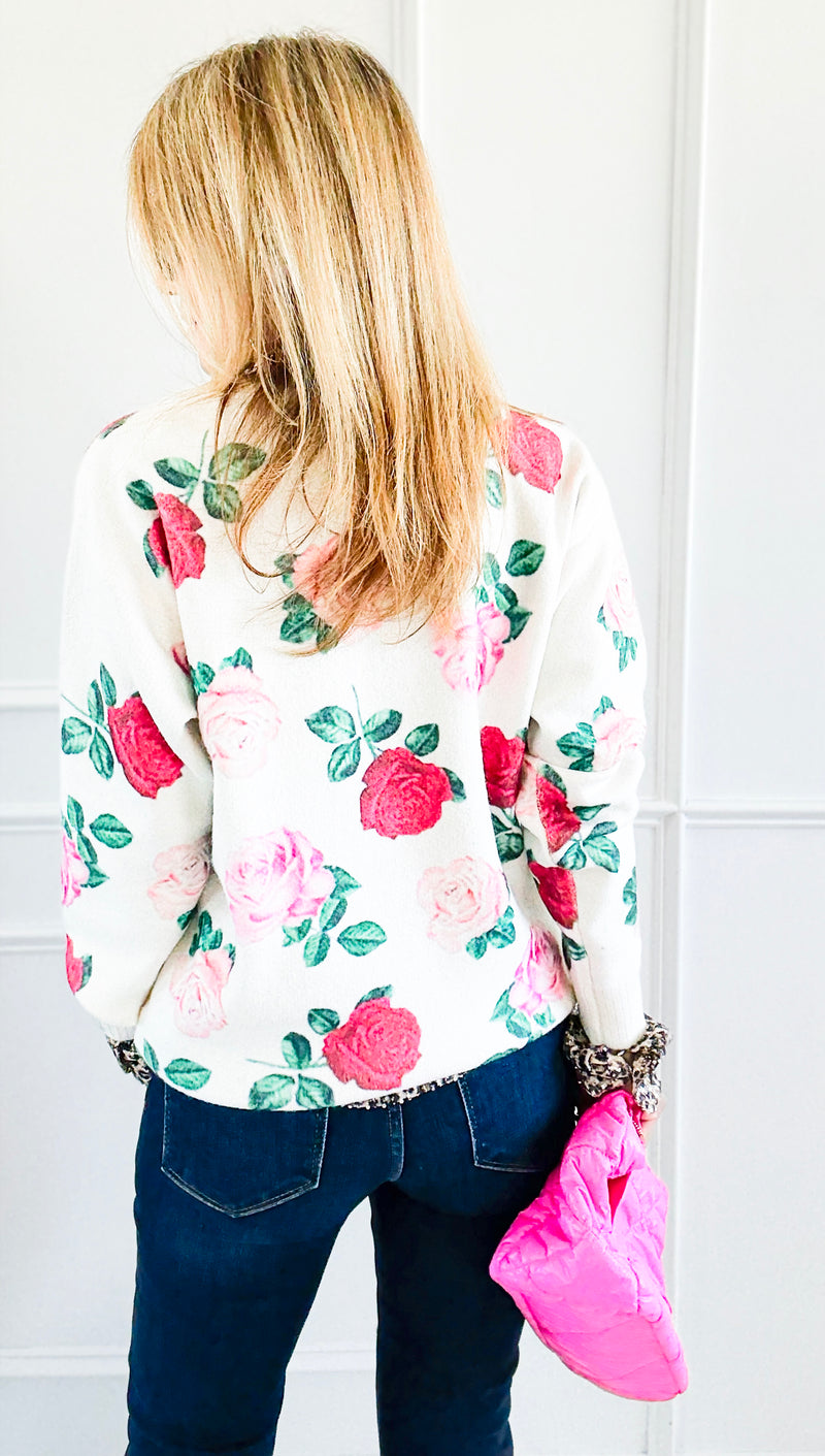 Garden Bloom Crew Neck Sweater-140 Sweaters-Vine & Love-Coastal Bloom Boutique, find the trendiest versions of the popular styles and looks Located in Indialantic, FL