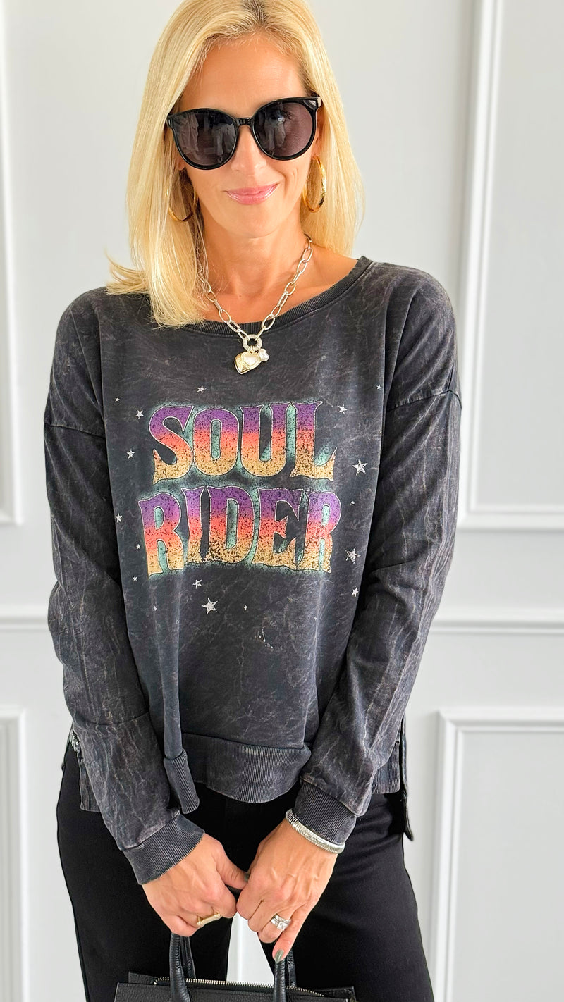 Soul Rider Star Sweatshirt-110 Long Sleeve Tops-ROUSSEAU-Coastal Bloom Boutique, find the trendiest versions of the popular styles and looks Located in Indialantic, FL