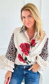 Wild Roses Ruffle Bell Sleeve Italian Blouse-130 Long sleeve top-Italianissimo-Coastal Bloom Boutique, find the trendiest versions of the popular styles and looks Located in Indialantic, FL