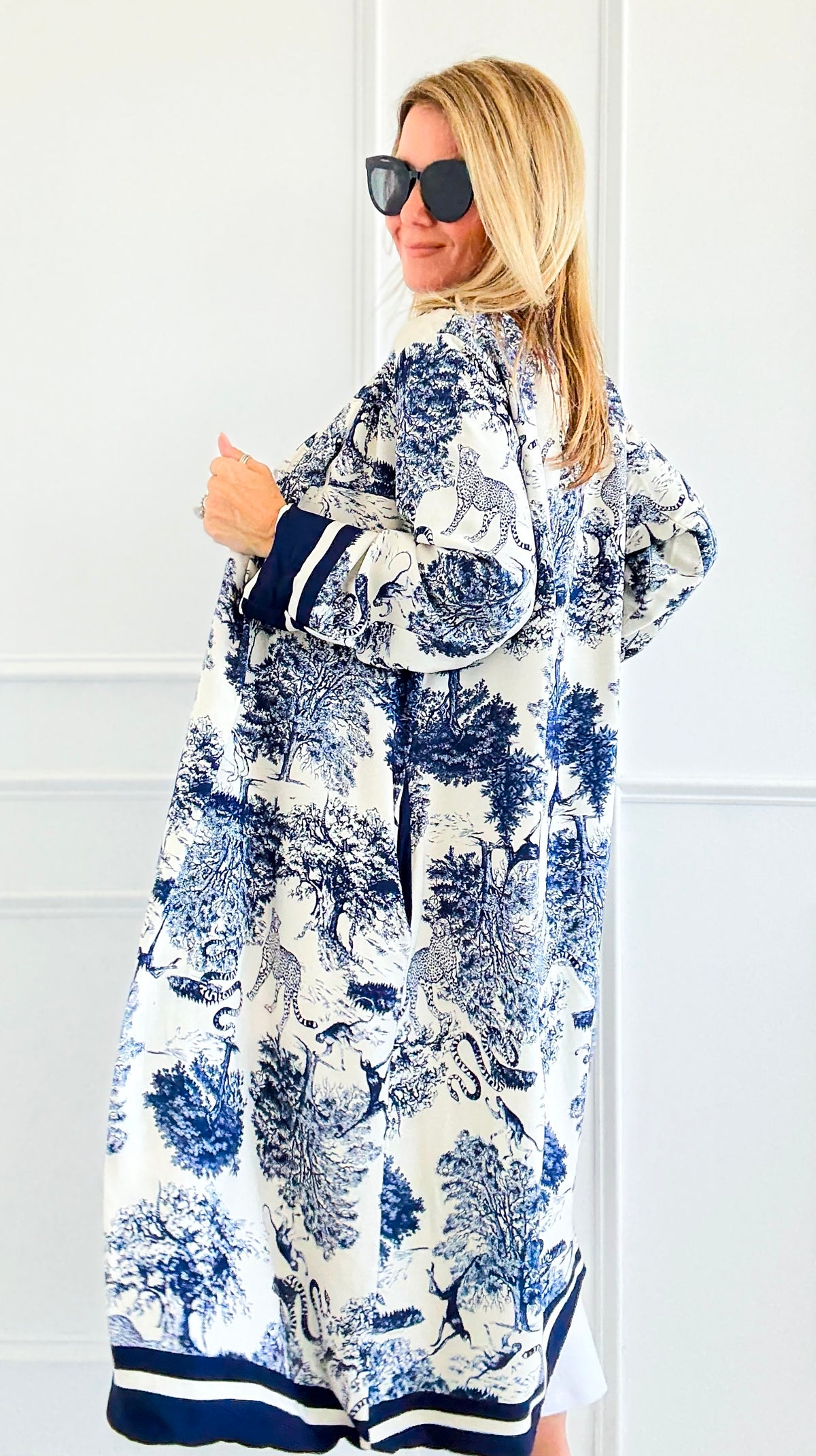 Adorable Italian Long Jacket- Navy-160 Jackets-K2-Coastal Bloom Boutique, find the trendiest versions of the popular styles and looks Located in Indialantic, FL