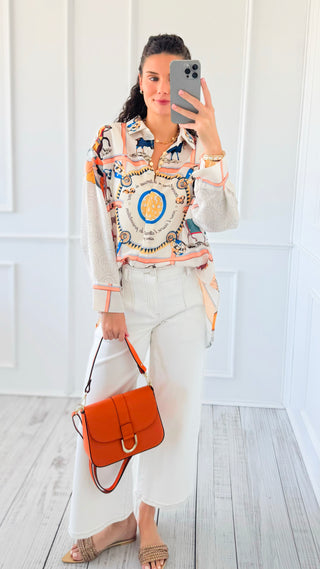 High Rise Ankle Wide Pants