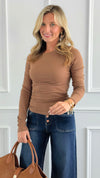 Modern Muse Top - Mocha-130 Long Sleeve Tops-Rosio-Coastal Bloom Boutique, find the trendiest versions of the popular styles and looks Located in Indialantic, FL