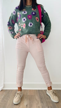 Hot Wash Ribbon Trim Italian Jegging - Lt. Pink-180 Joggers-Look Mode-Coastal Bloom Boutique, find the trendiest versions of the popular styles and looks Located in Indialantic, FL