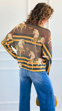 Gallop & Grace Italian St Tropez Knit- Brown-140 Sweaters-SORPRESA-Coastal Bloom Boutique, find the trendiest versions of the popular styles and looks Located in Indialantic, FL