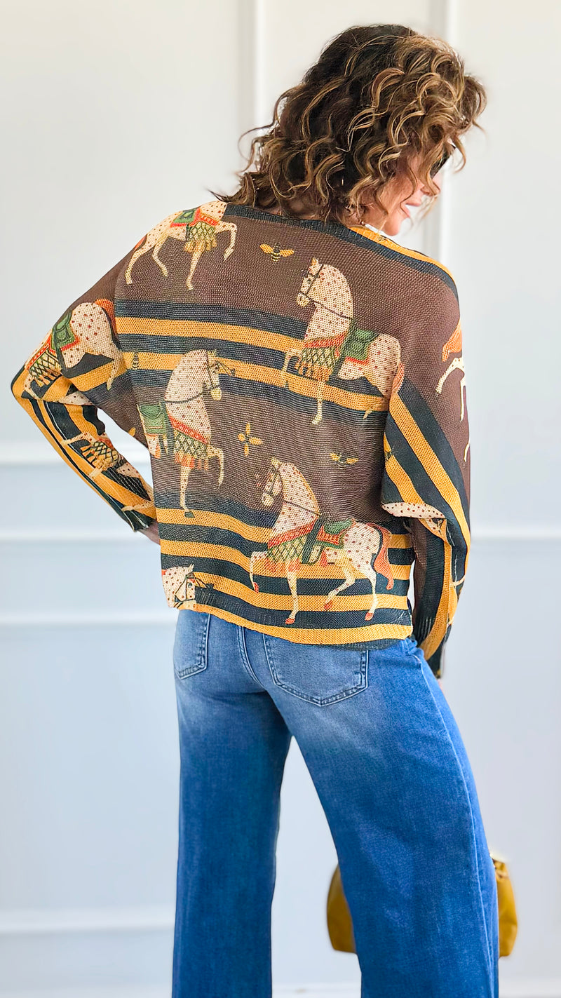 Gallop & Grace Italian St Tropez Knit- Brown-140 Sweaters-SORPRESA-Coastal Bloom Boutique, find the trendiest versions of the popular styles and looks Located in Indialantic, FL