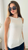 Ribbed Round Neck Tank Top - Off White-100 Sleeveless Tops-Zenana-Coastal Bloom Boutique, find the trendiest versions of the popular styles and looks Located in Indialantic, FL