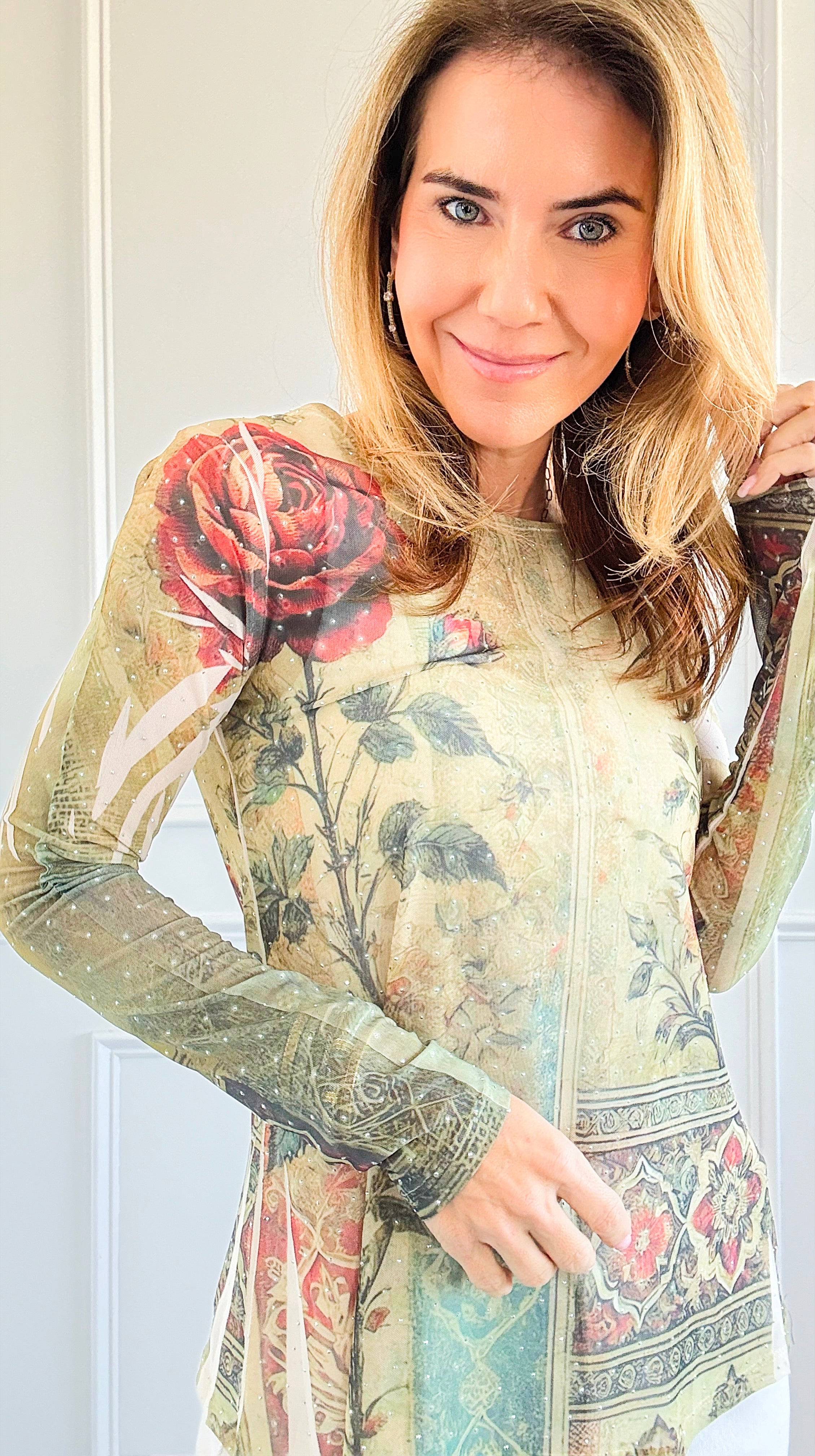 Garden Whispers Long Sleeve Top-110 Long Sleeve Tops-Origami Fashion Inc-Coastal Bloom Boutique, find the trendiest versions of the popular styles and looks Located in Indialantic, FL