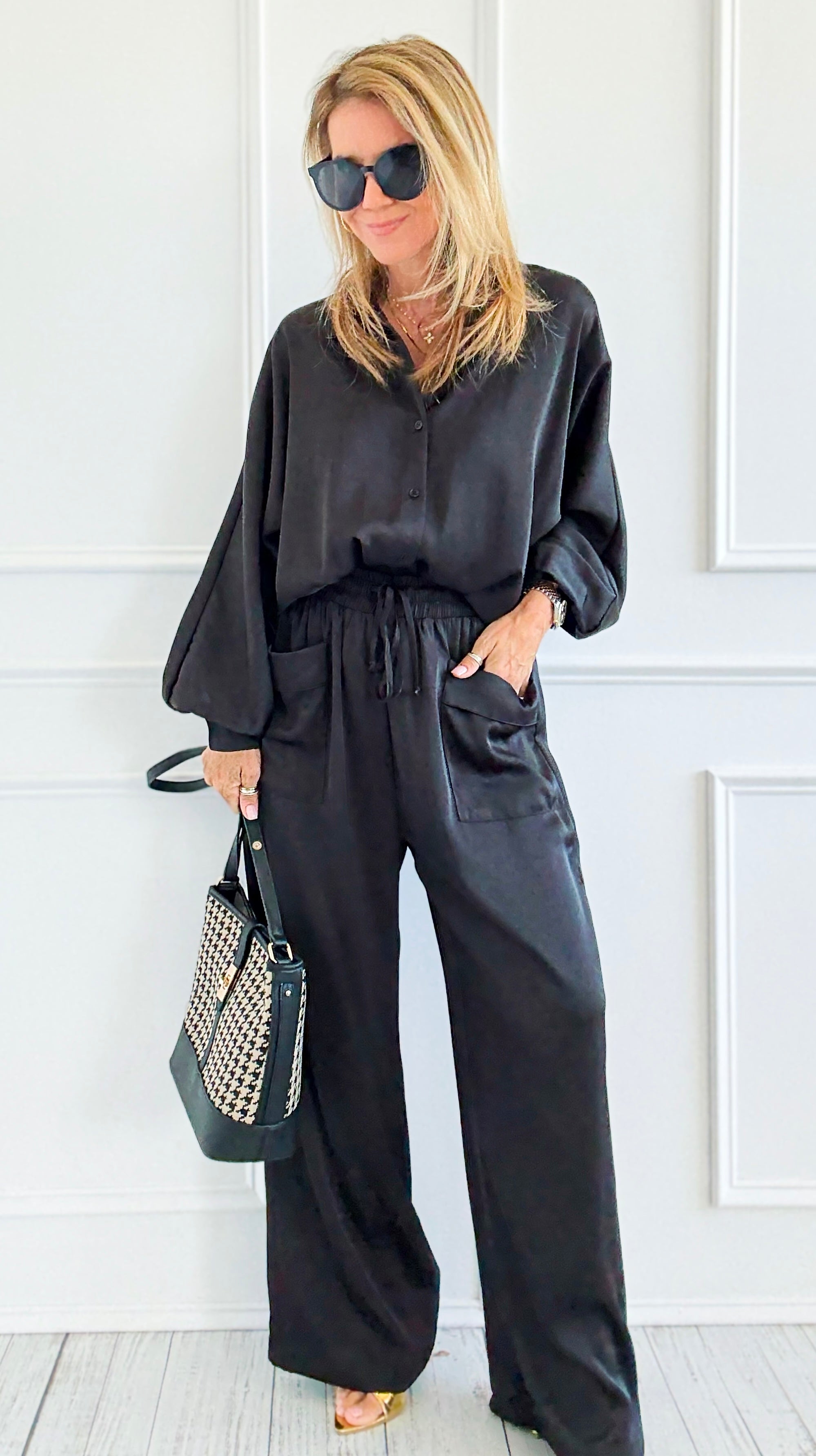Slow Mornings Set - Black-210 Loungewear/Sets-Jodifl-Coastal Bloom Boutique, find the trendiest versions of the popular styles and looks Located in Indialantic, FL