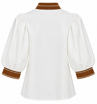 Contrast Scallop Embroidered Blouse