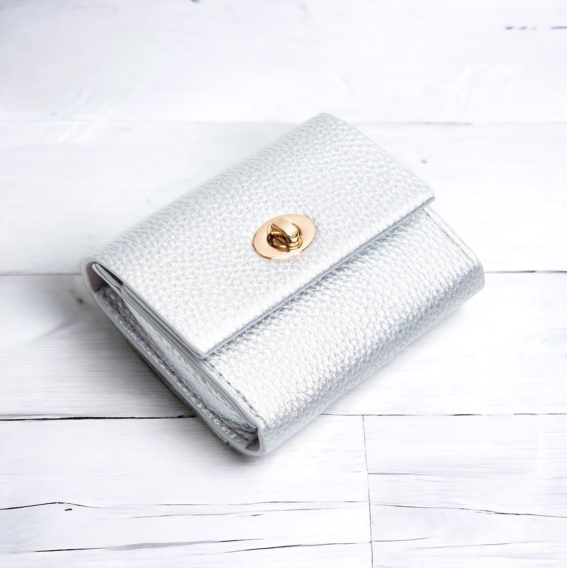 Faux Leather Card Holder Wallet - Silver-240 Bags-Wona Trading-Coastal Bloom Boutique, find the trendiest versions of the popular styles and looks Located in Indialantic, FL