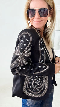 Woman in Gold Embellished Blazer-160 Jackets-LA' ROS-Coastal Bloom Boutique, find the trendiest versions of the popular styles and looks Located in Indialantic, FL